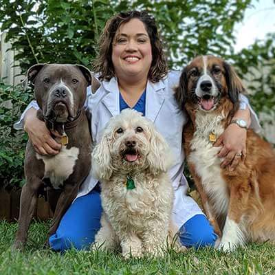 Dr. Ferguson with her canine friends Dr. Ferguson with her canine friends